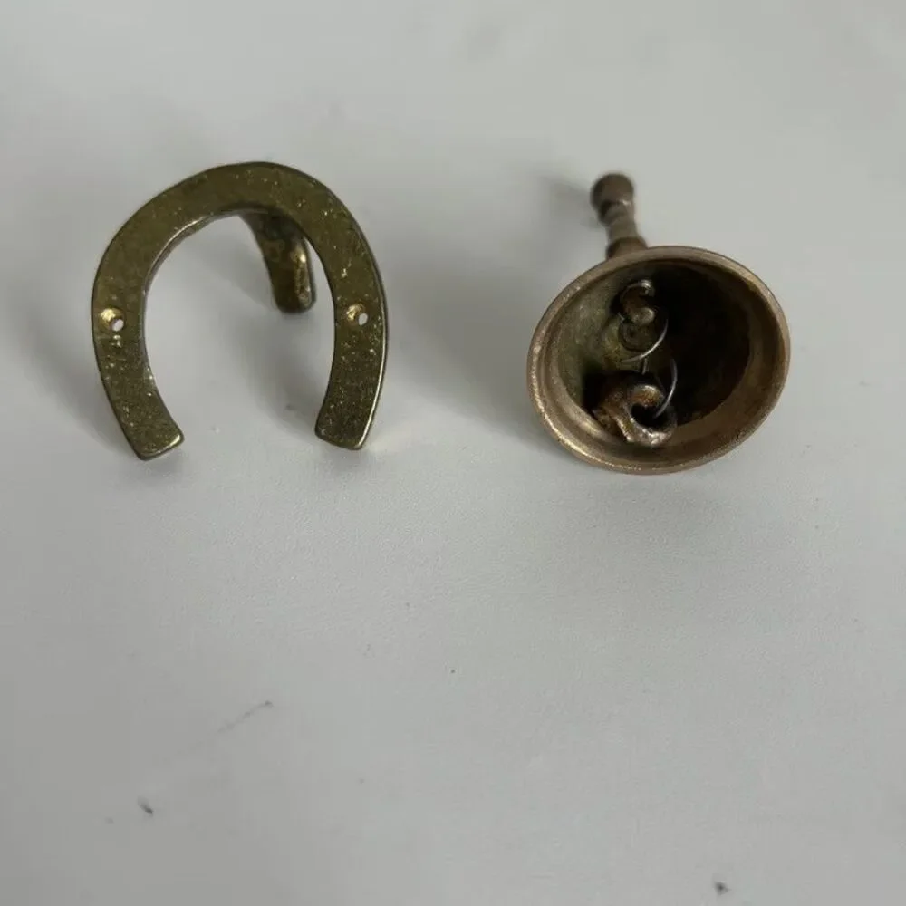 Vintage Brass Horseshoe Bell Wall Mount Door Shopkeepers Good Luck Equestrian